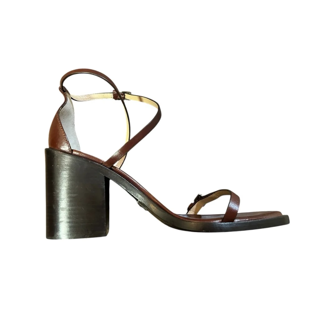 Michael Kors Collection Madie Brown Leather Sandals Size 10.5 / EC 41